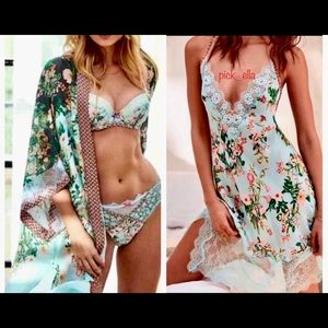 M/L 2Pc Vs Victoria’s Secret Dream Angels Opal Slip w/ Chantilly lace Slip &Robe